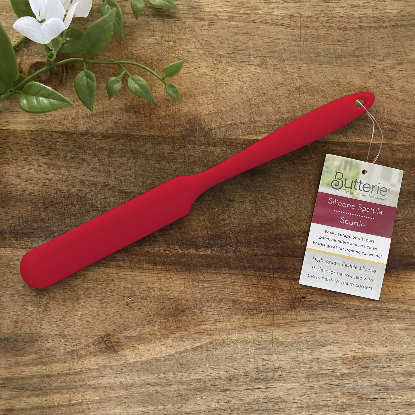 One-Piece Long-Handled Slim Silicone Scraper Spatula