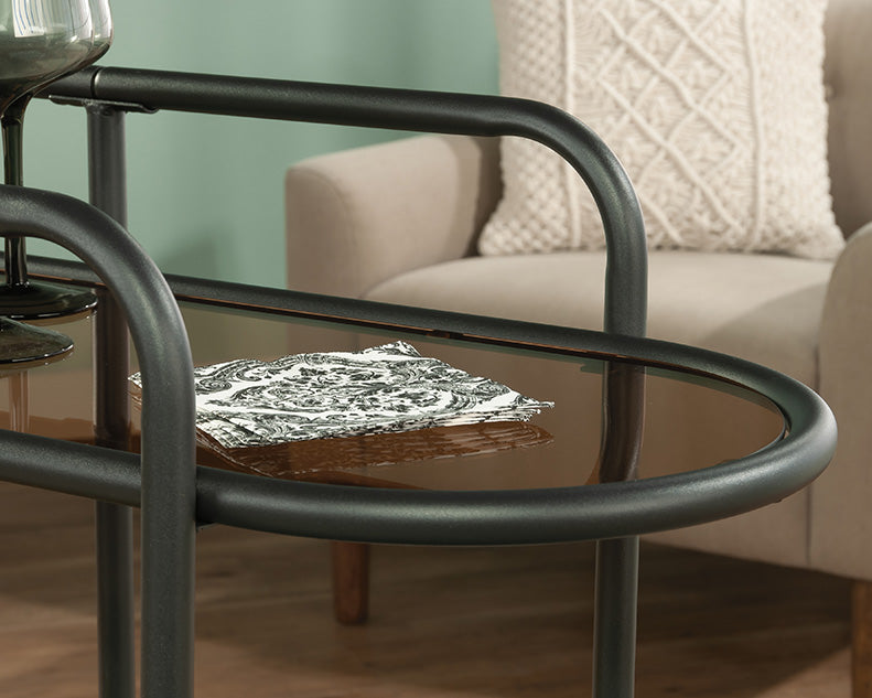 Coral Cape Modern Metal & Glass Bar Cart in Black