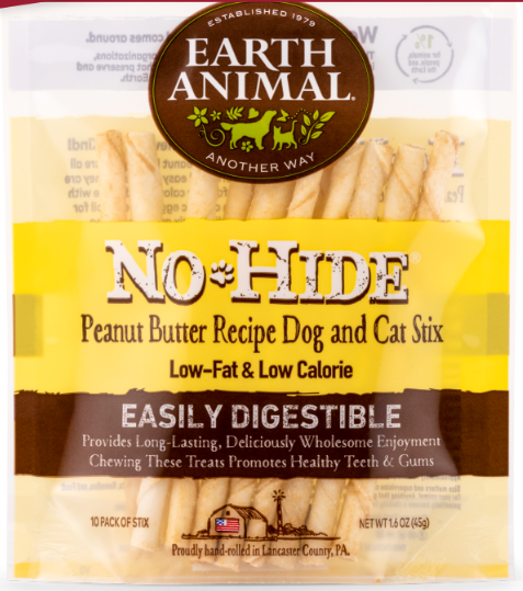 Earth Animal - No Hide Twists Peanut Butter Small 10pk
