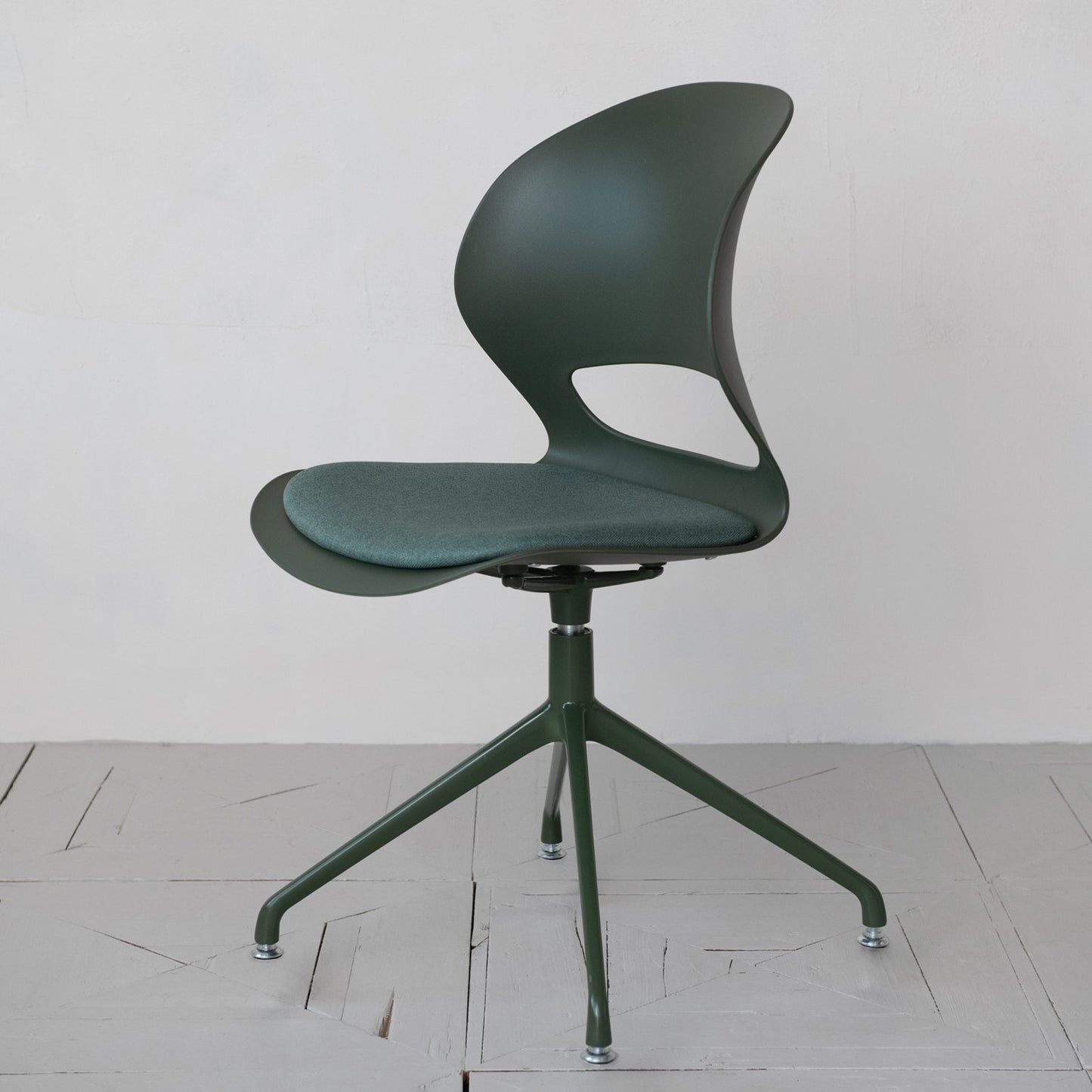 Desk Swivel Chair Fabric Upholstered Seat, Green & Grey, KD
