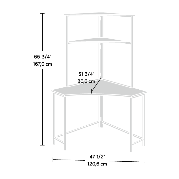 North Avenue Corner Desk with Hutch in Sindoori Mango