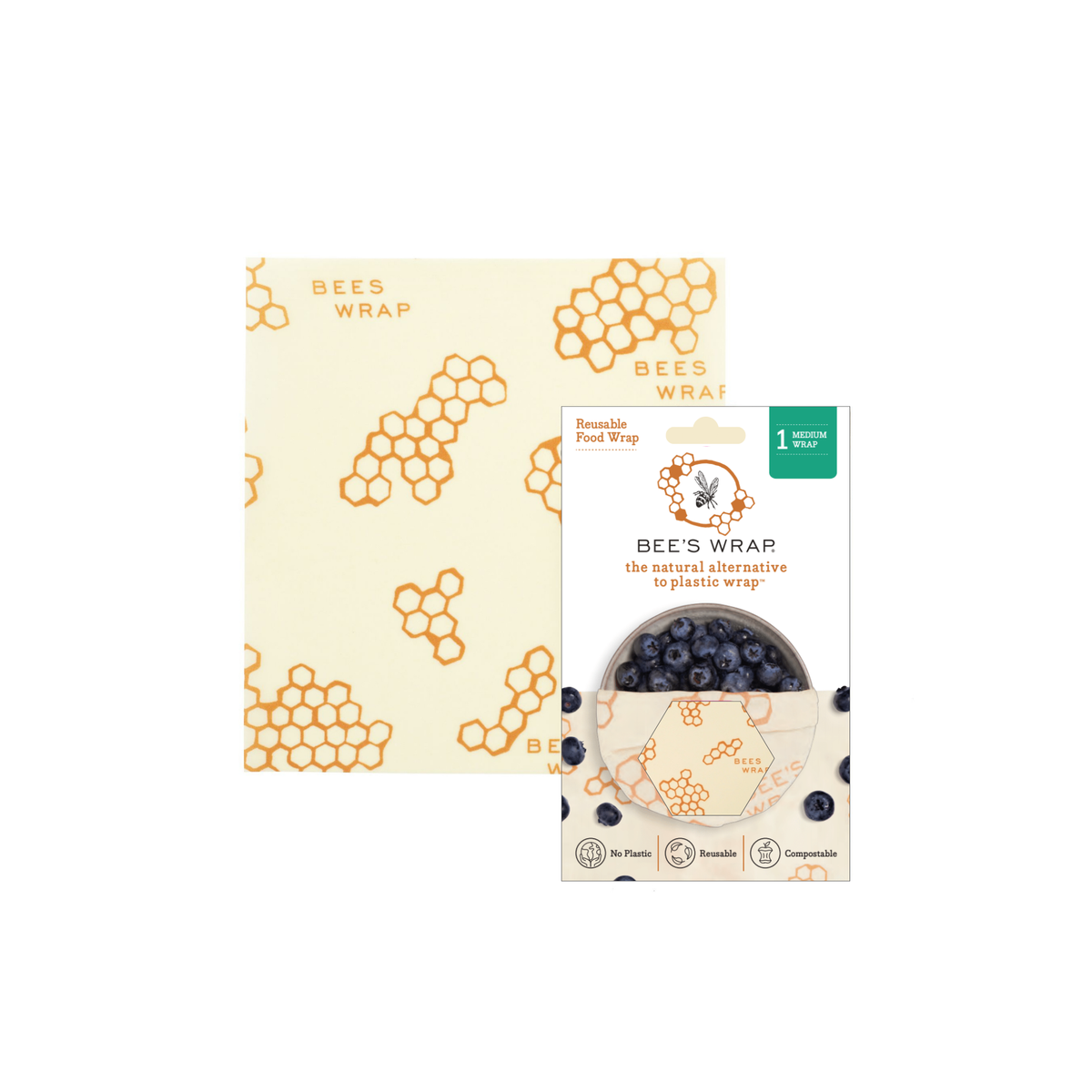 Single Food Wrap (Medium) - Honeycomb Print