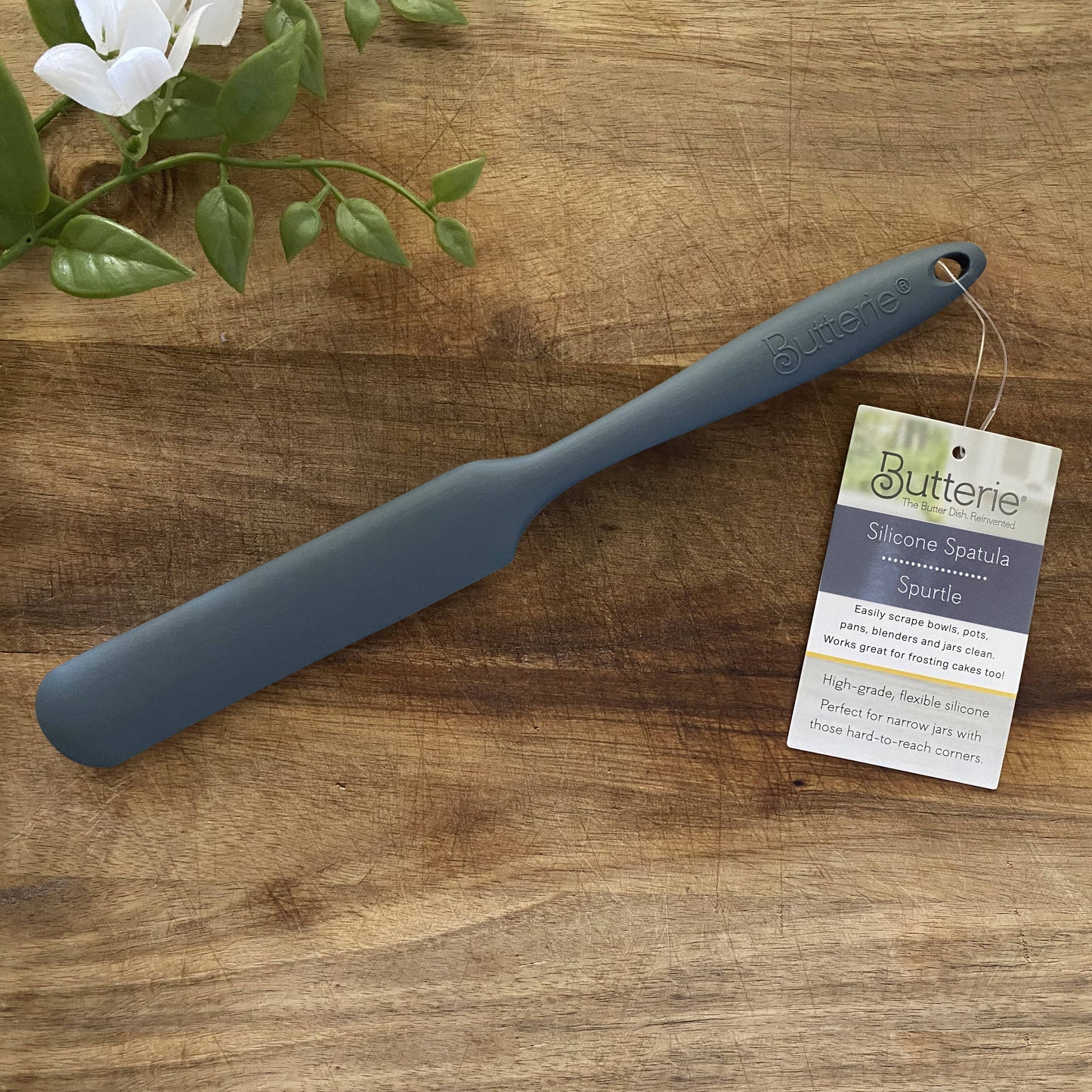 One-Piece Long-Handled Slim Silicone Scraper Spatula
