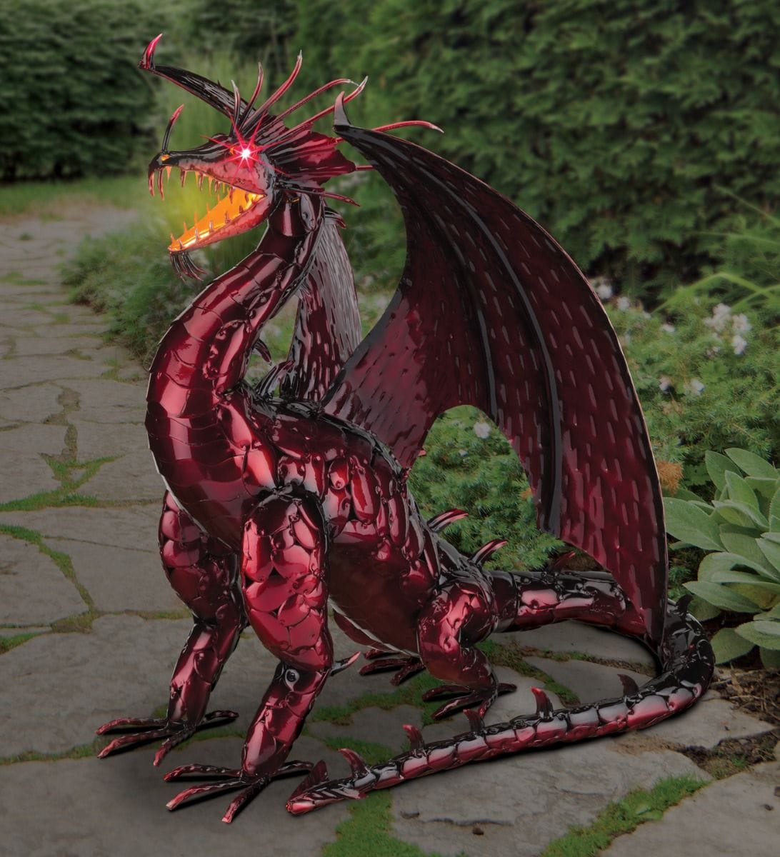 Metal Decor Solar - Dragon Red 30.5x25.25 inch