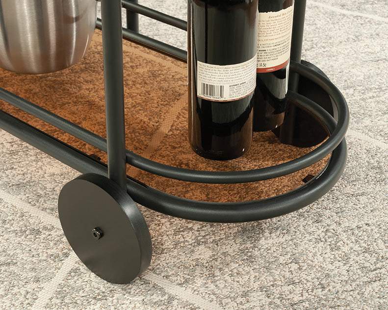 Coral Cape Modern Metal & Glass Bar Cart in Black