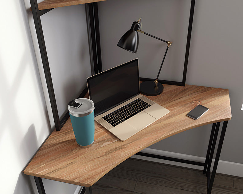 North Avenue Corner Desk with Hutch in Sindoori Mango