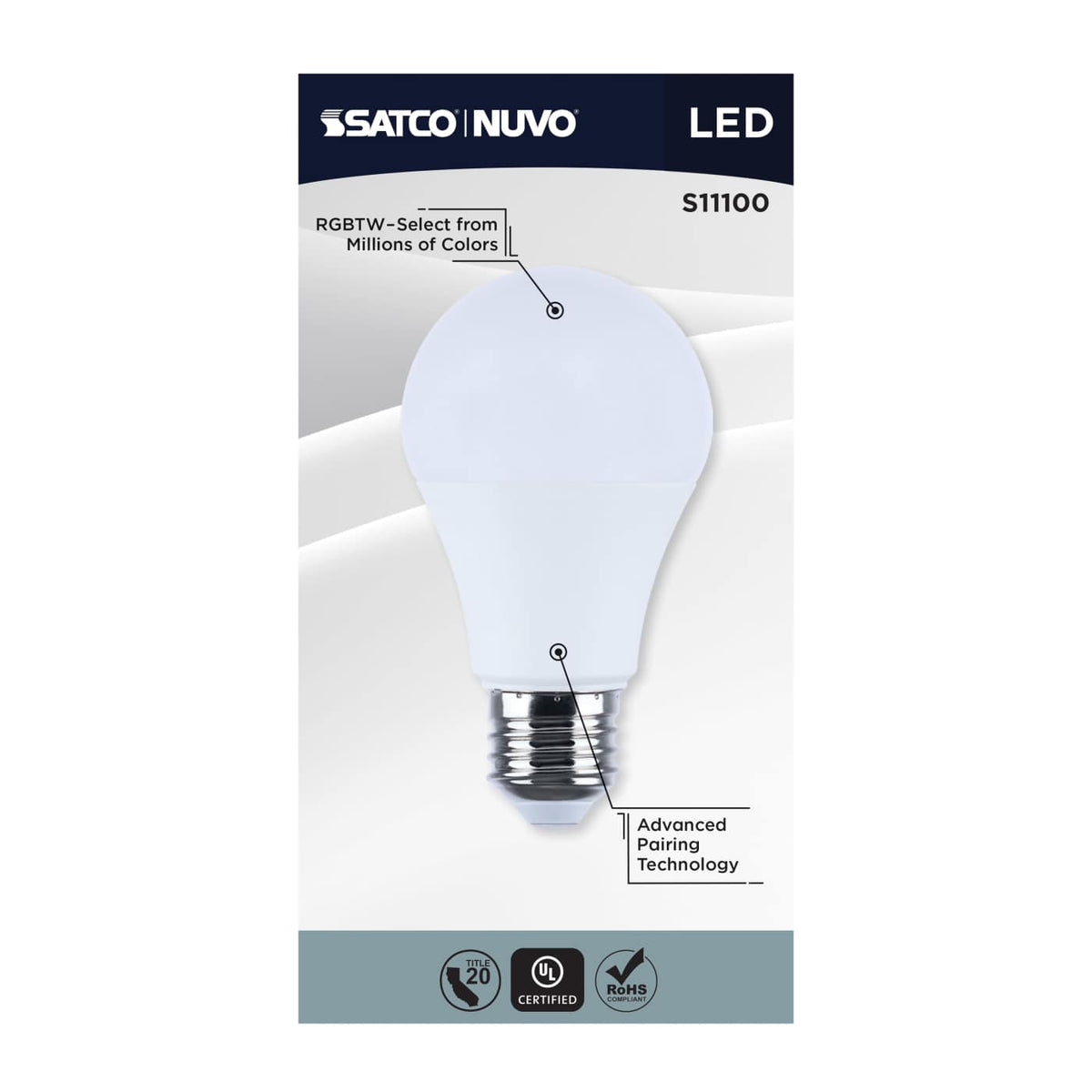 LED Light Bulb; 10 Watt; A19; 2700K-5000K RGB/Tunable White; Starfish; White; Medium Base; 120 Volt