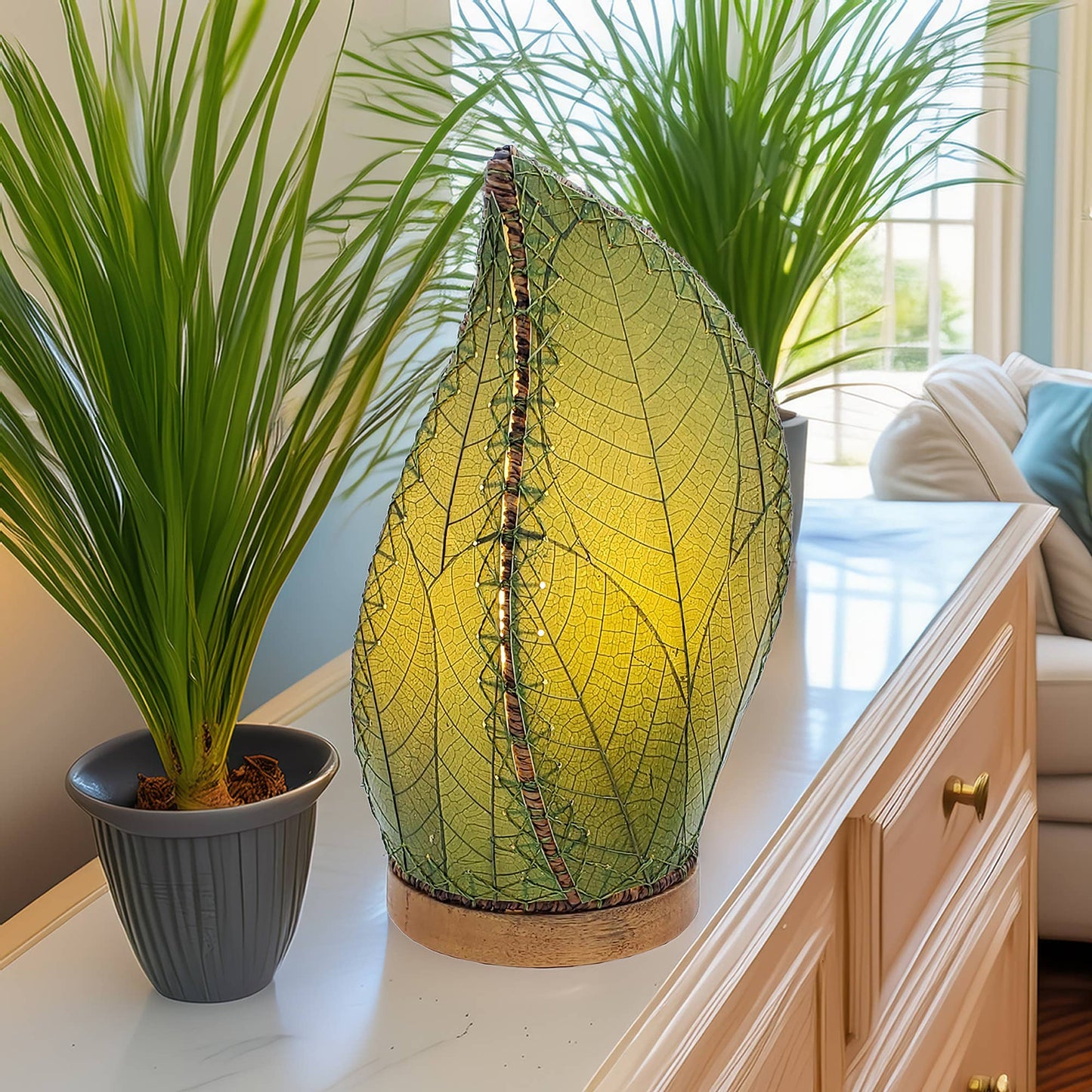 Leaflet Cocoa Leaves Table Lamp - Green