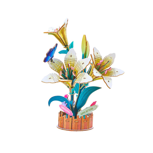 Diy Wooden Puzzle Kit - Lily Bloom Set