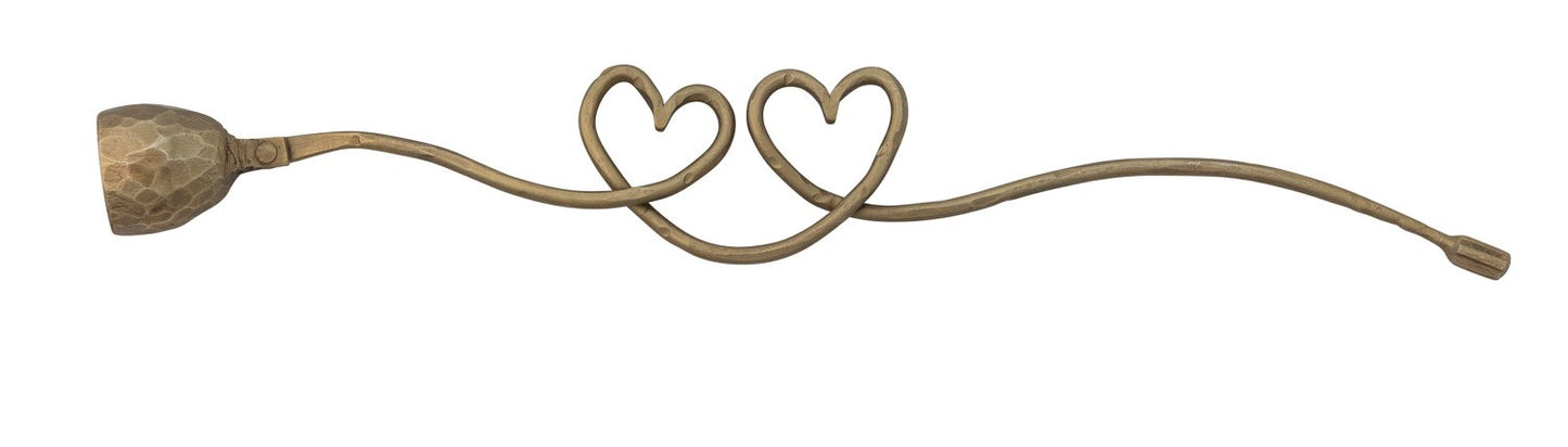 Candle Snuffer Iron Heart Shaped Handle Antique Gold Finish 11"l