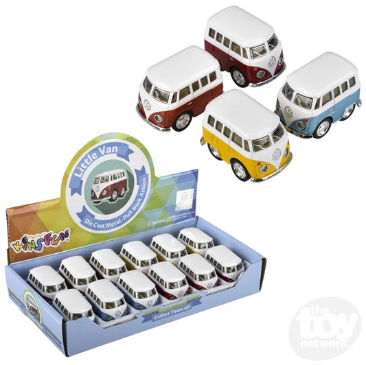 Diecast Pull Back VW Bus Mini Classic Colors 2"