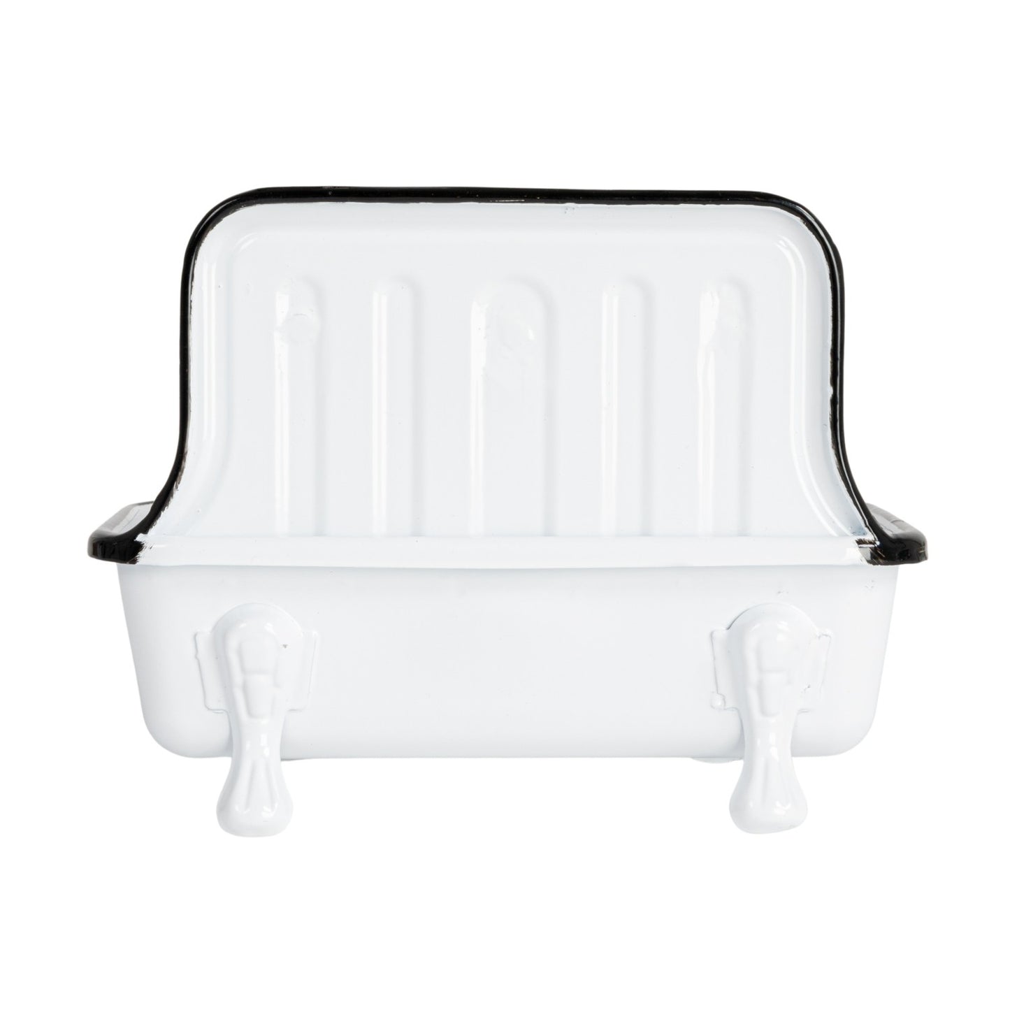 Soap Dish Metal Sink w/ Faucet, White & Black