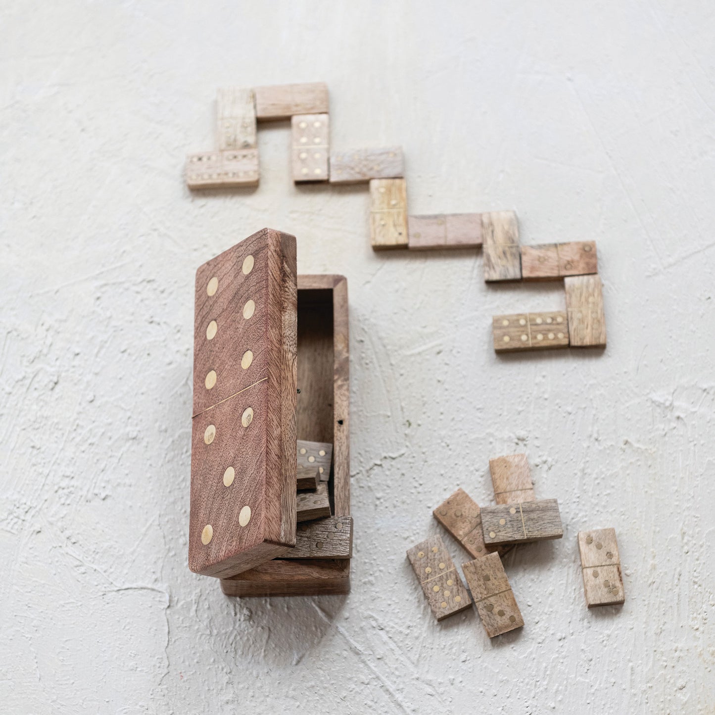 Dominoes Mango Wood Brass Inlaid Tiles