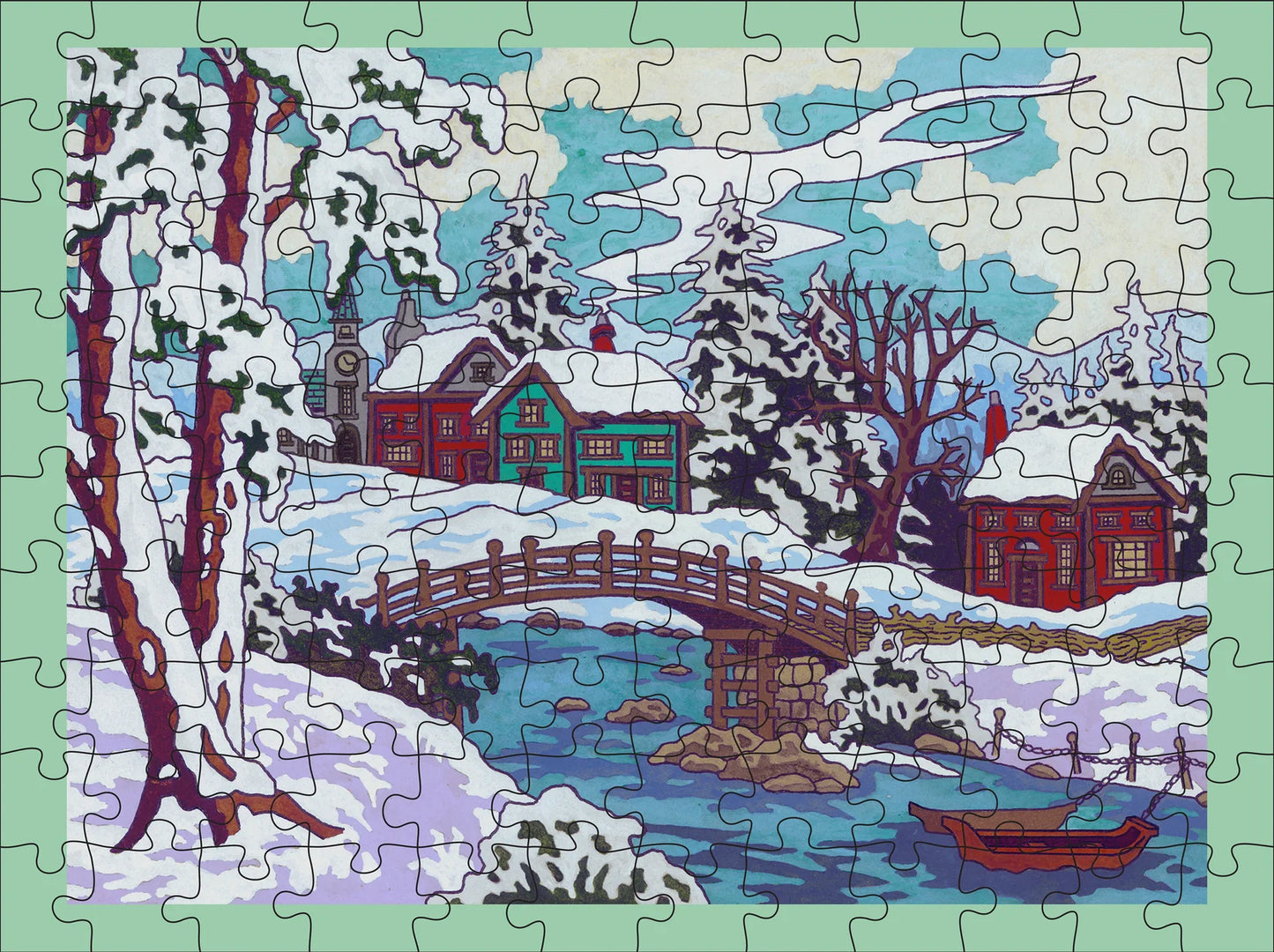 Jigsaw Puzzle Mini - 120 Piece - 4 Image Set - CJ Hurley - Snowy Cabins