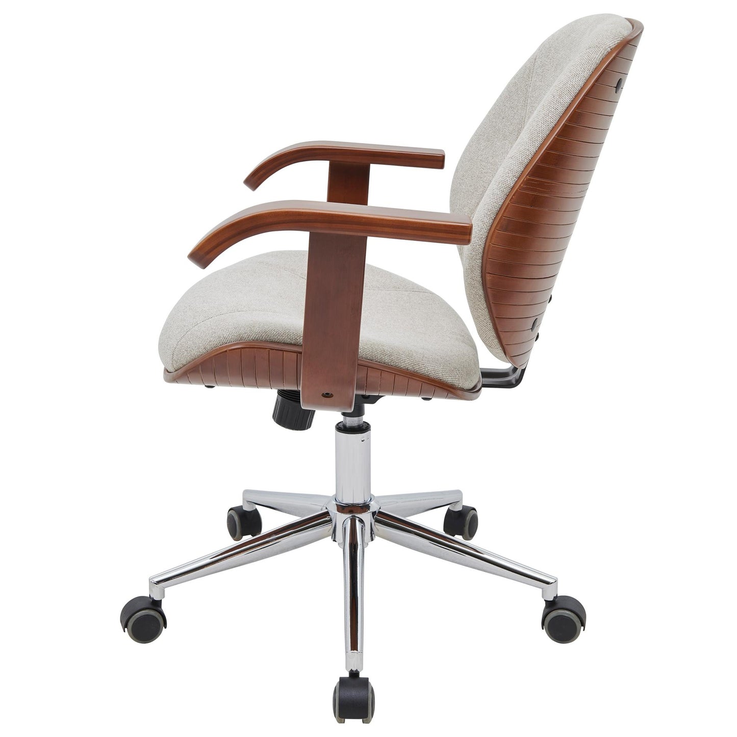 Samuel Office Chair Bamboo and Fabric With Armrests White