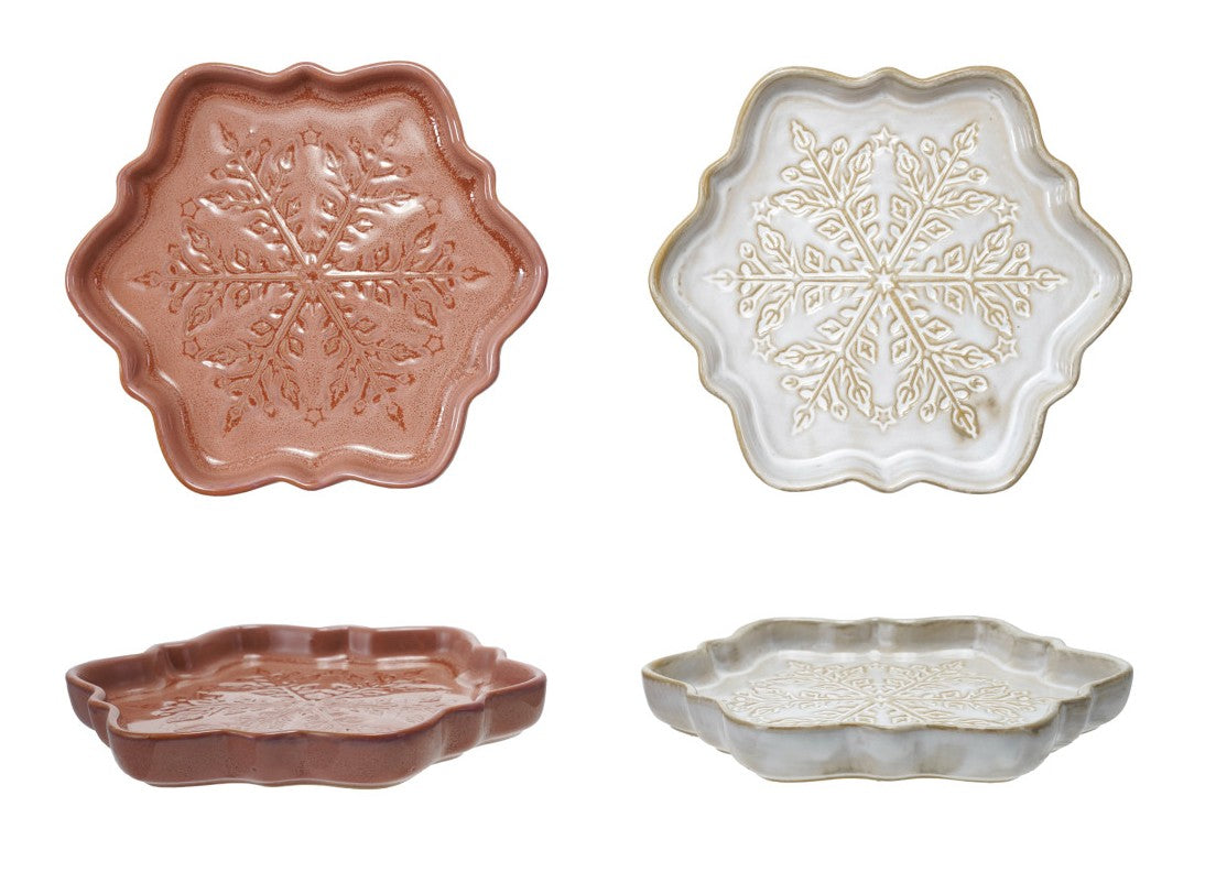 Holiday - Plate - Stoneware - Snowflake Shaped - 6" Round