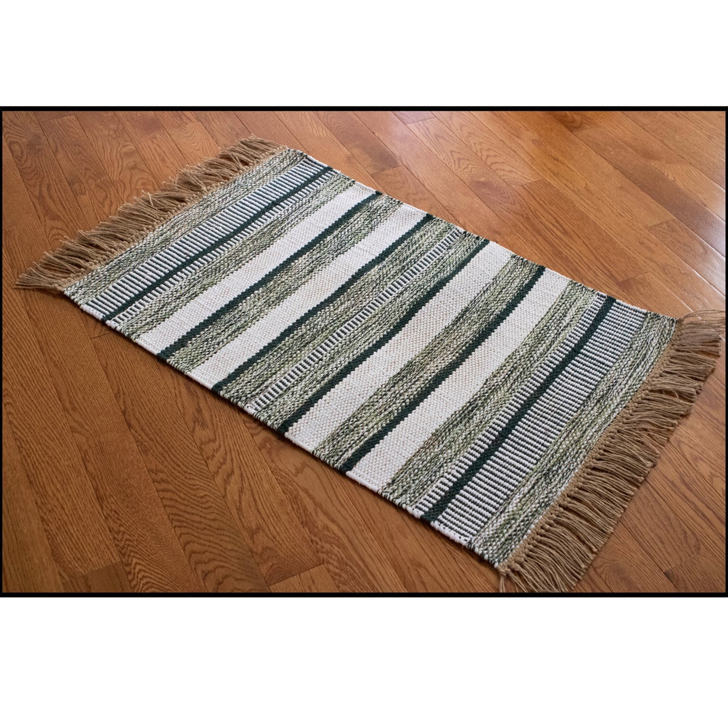 Rug Striped Jutex Forest Green 2'x3