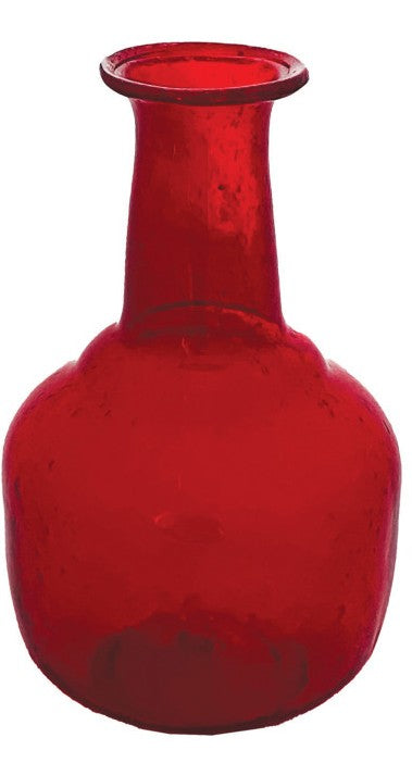 Vase Glass Hand Blown Red
