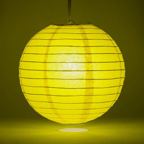 String Lights Paper Lanterns Set of 10 4" Round Yellow