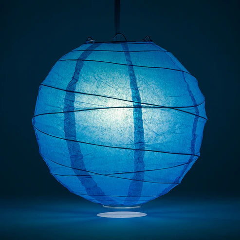Paper Lantern Irregular Ribbed 16" Color Turquoise