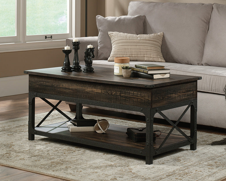 Steel River Lift Top Coffee Table Carbon Oak Finish