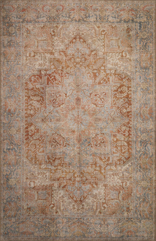 London Serena Rust & Blue Washable Rug 2' x 3'