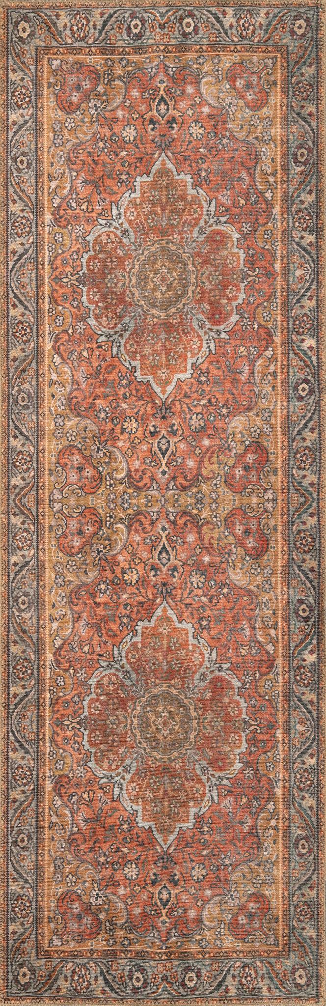 London Valencia Rust Washable Rug 3'9" x 5'6"