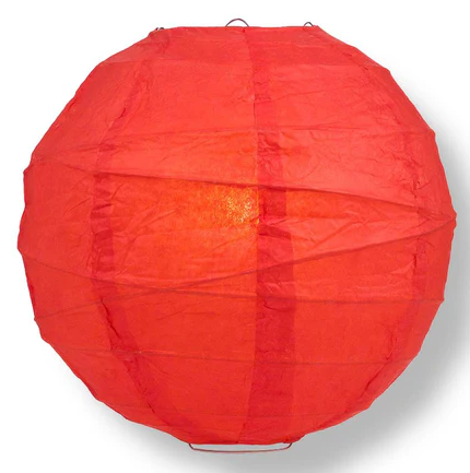Paper Lantern Irregular Ribbed 16" Color Red