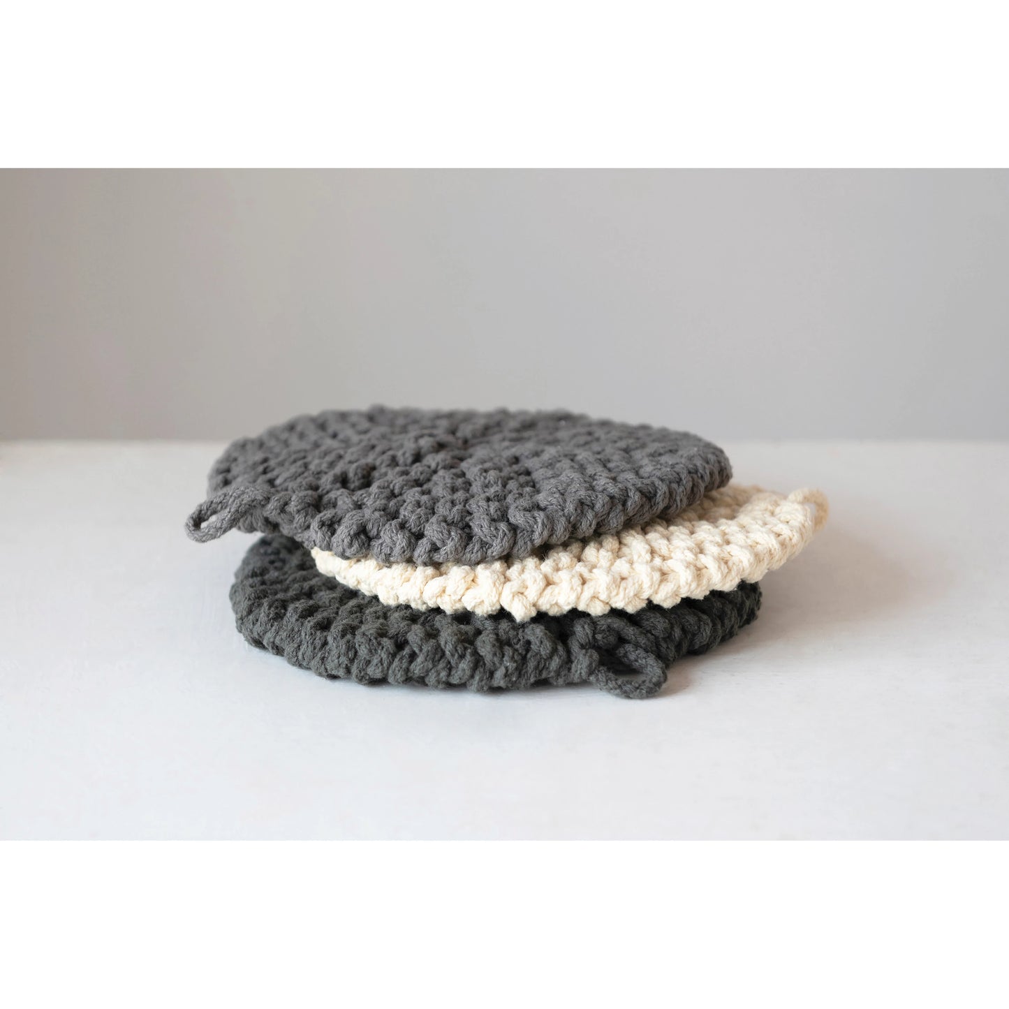 8" Round Cotton Crocheted Pot Holder, 3 Colors