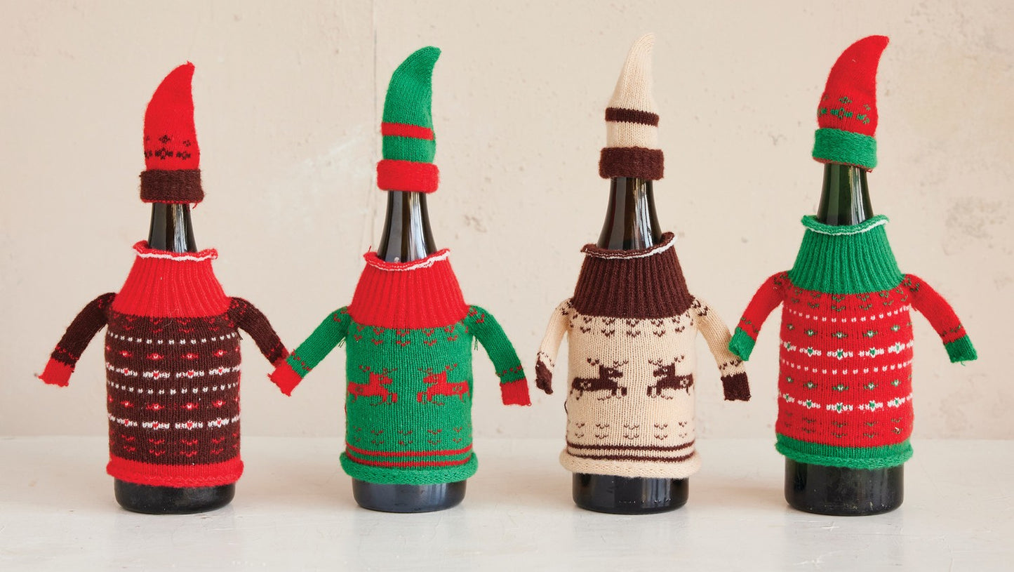 Bottle Topper Knit Fabric Hat & Sweater Set