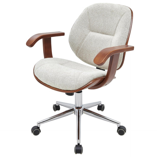 Samuel Office Chair Bamboo and Fabric With Armrests White