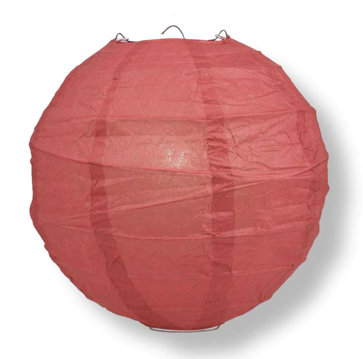 Paper Lantern 16" Irregular Ribbed Color Marsala Burgundy Wine