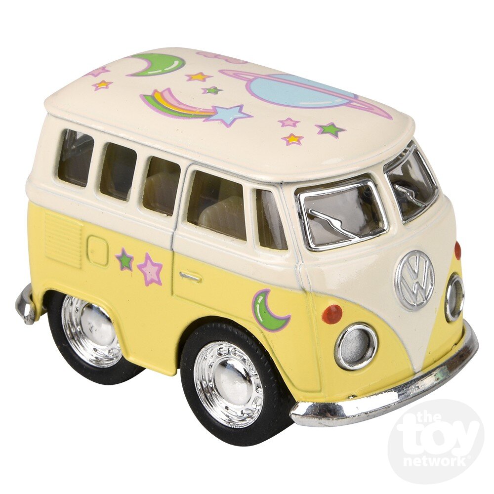 Diecast Pullback - Mini - VW Bus Pastel Flower Power - 2" - Sold Individually
