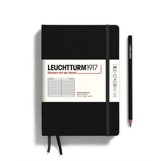 Notebooks - Medium (A5) Black Hardcover Ruled