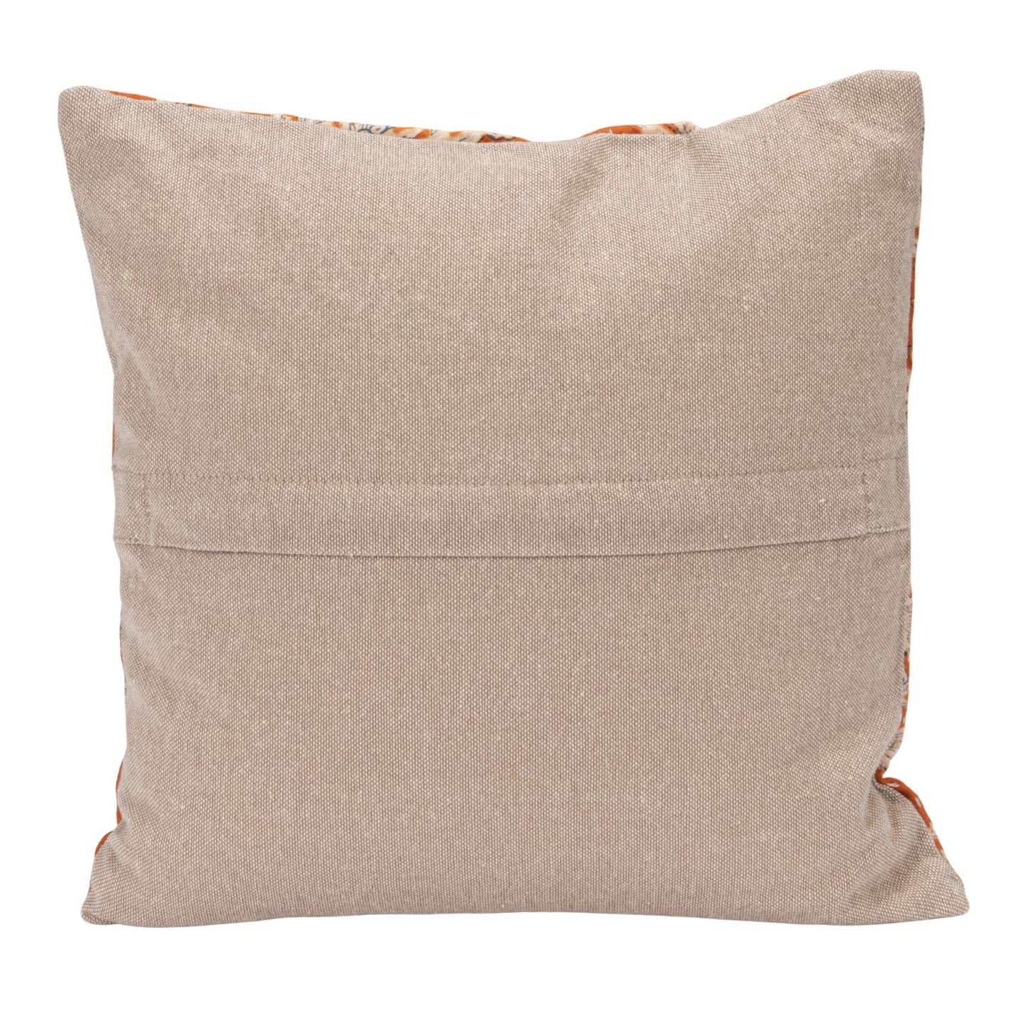 Pillow Cotton Voile Kantha Stitched Floral Orange 12" Square