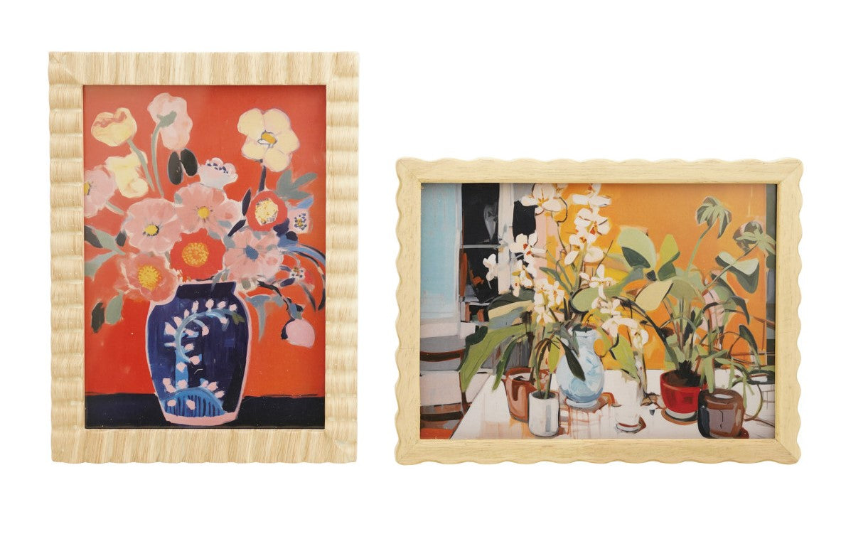 Frame Rubberwood Scalloped or Ribbed Edge Natural Holds 5"x7" (2 Styles - Sold Individually)