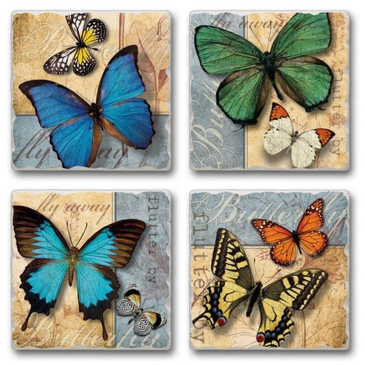 Flutter By - Tumbled Tile 4 Assorted Coasters (Sold Individually)