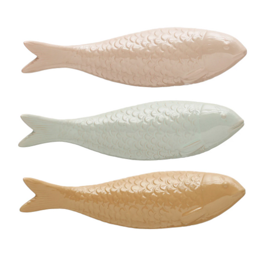 Decorative Fish Ceramic Available In Three Colors 7.5" Long