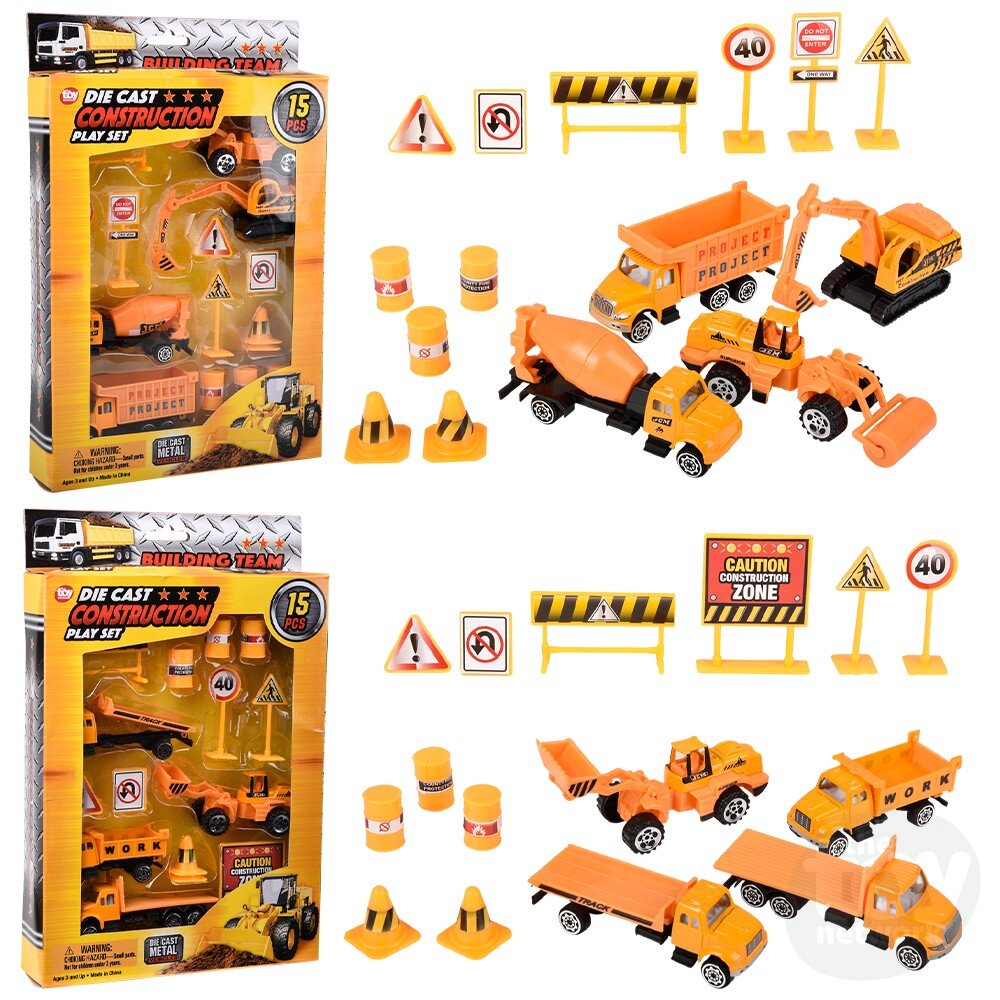 Diecast Play Set Construction 15 Piece