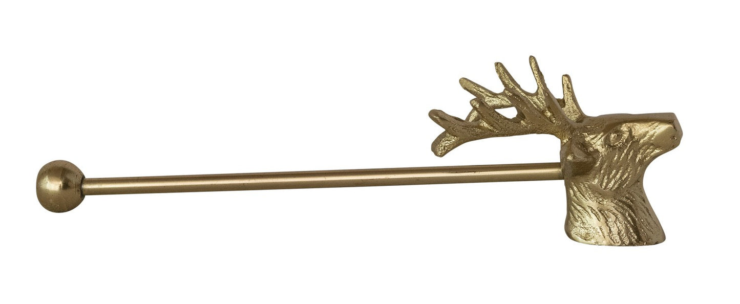 Holiday - Candle Snuffer - Cast Aluminum Deer Head Gold Finish 9" Long