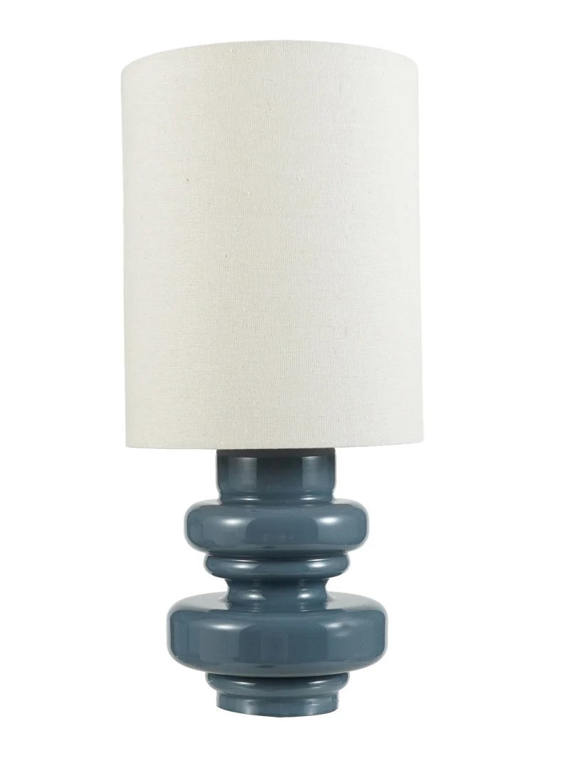Lamp Tabletop Glass with Linen Shade Grey 20"h