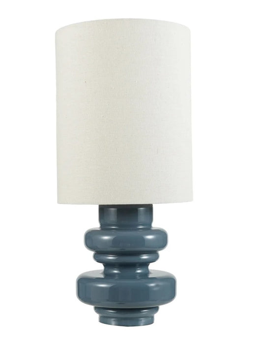 Lamp Tabletop Glass with Linen Shade Grey 20"h