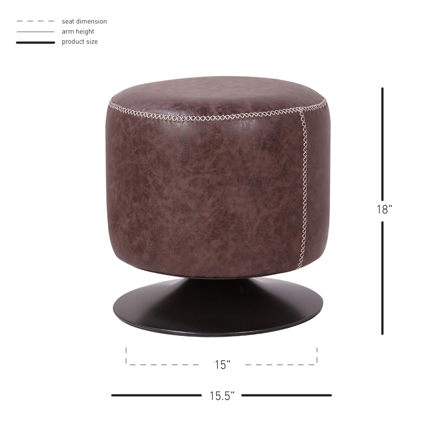 Gaia Round Ottoman Polyurethane Vintage Coffee