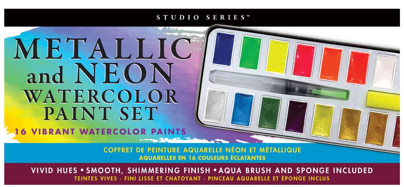 Art Center Watercolor Paint Set Metallic & Neon 18 colors