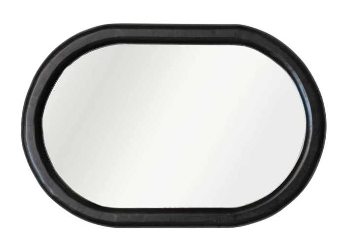 Mirror Mango Wood Oval Black 35.25"h