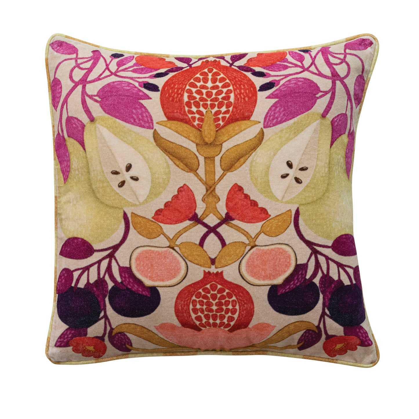 Pillow Cotton Velvet Printed Harvest Fruit 20" Square