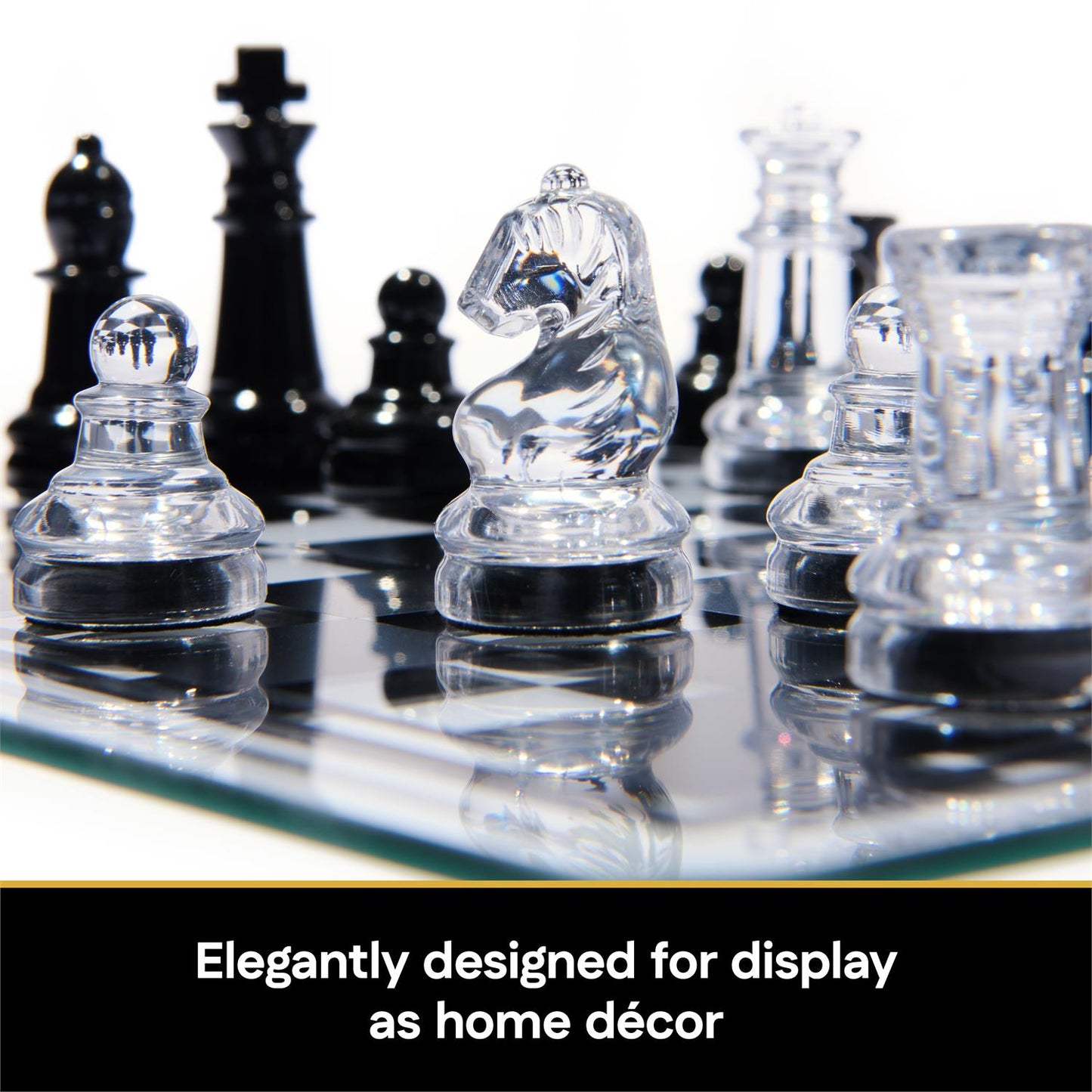 Game Cardinal Classics Chess & Checkers Black & Clear with Glass Board