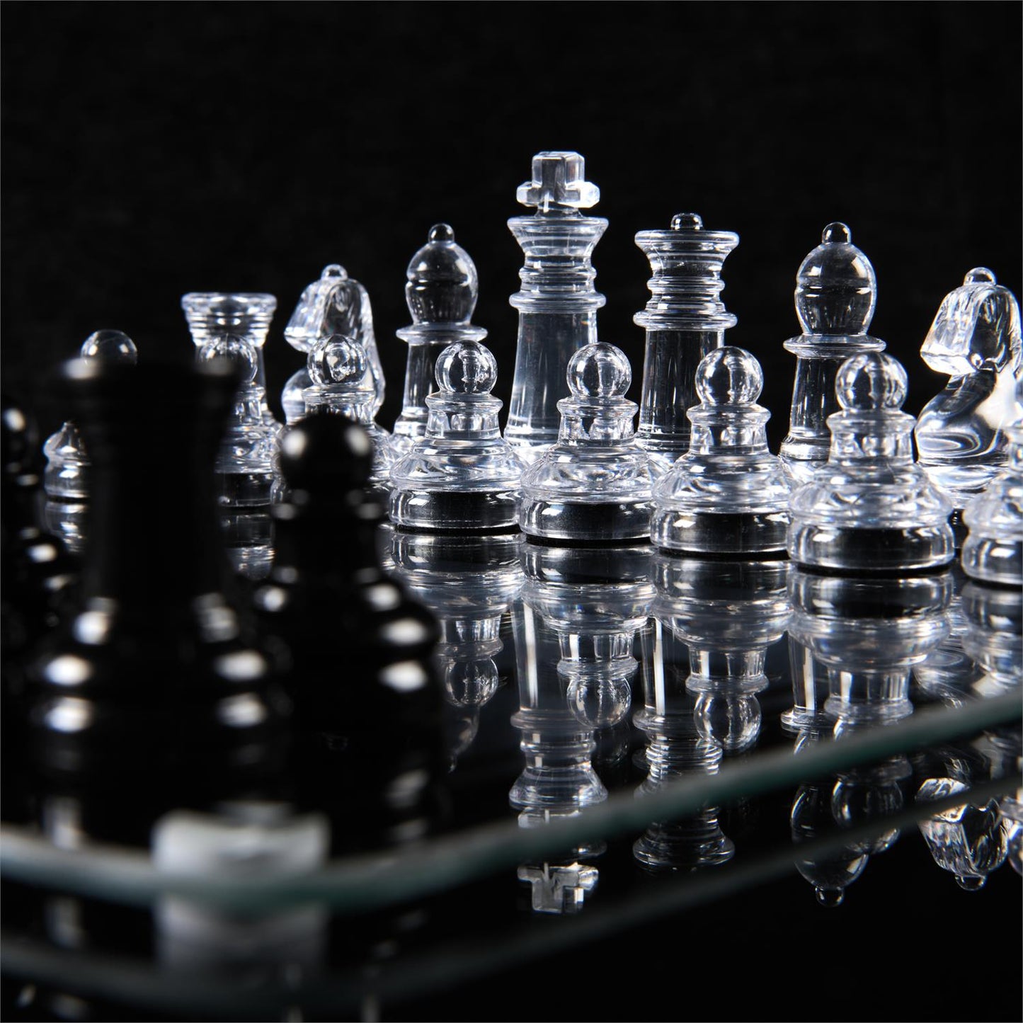 Game Cardinal Classics Chess & Checkers Black & Clear with Glass Board