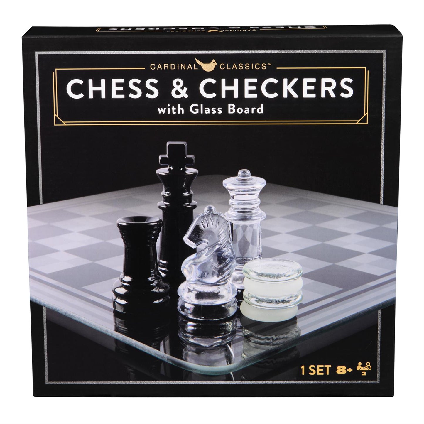 Game Cardinal Classics Chess & Checkers Black & Clear with Glass Board