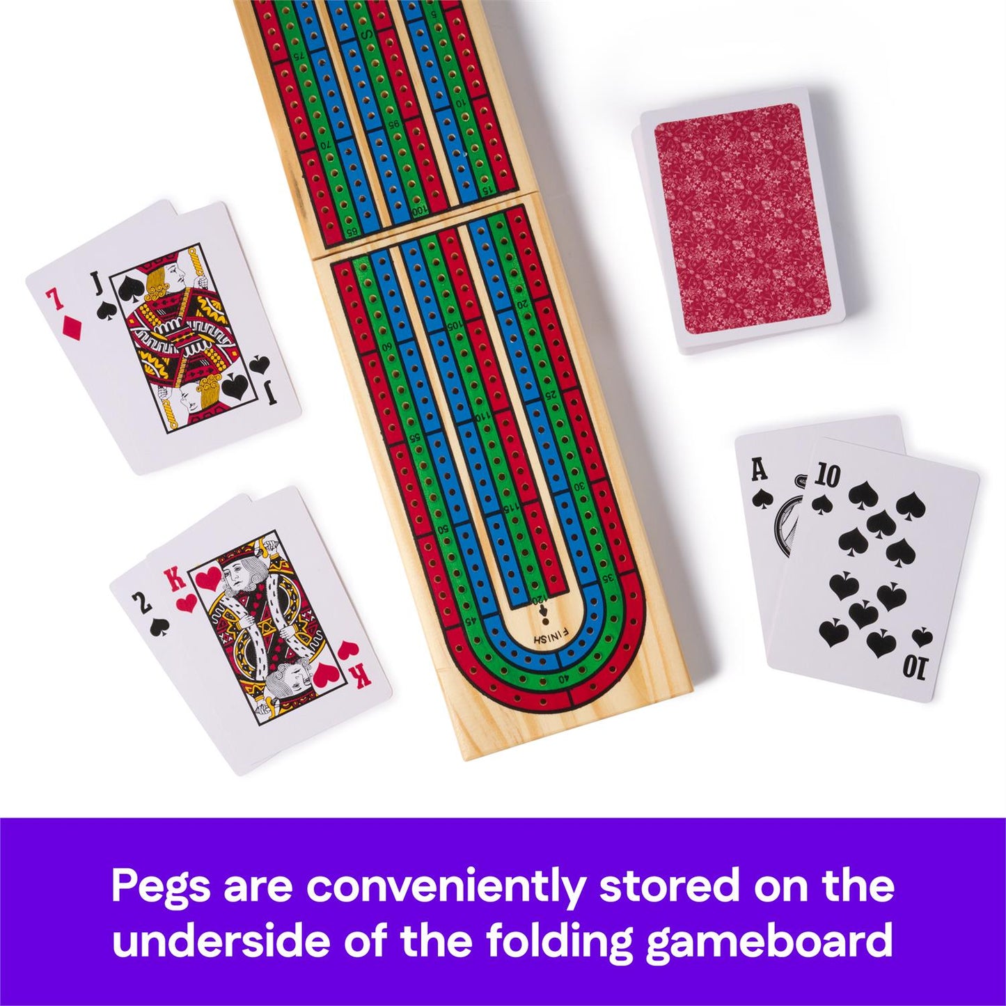 Game Cardinal Classics Cribbage Wooden Board Folding With Cards